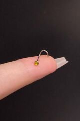 Spiral Kıvrımlı Renkli Zirkon Taşlı Çelik Hızma/6mm Bar/0.8mm Kalınlık/2.5mm Taşlı/Burun Piercing