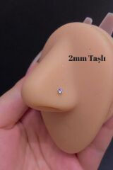 Spiral Kıvrımlı Zirkon Taşlı Çelik Hızma/6mm Bar/ 0.8mm Kalınlık/Burun Piercing