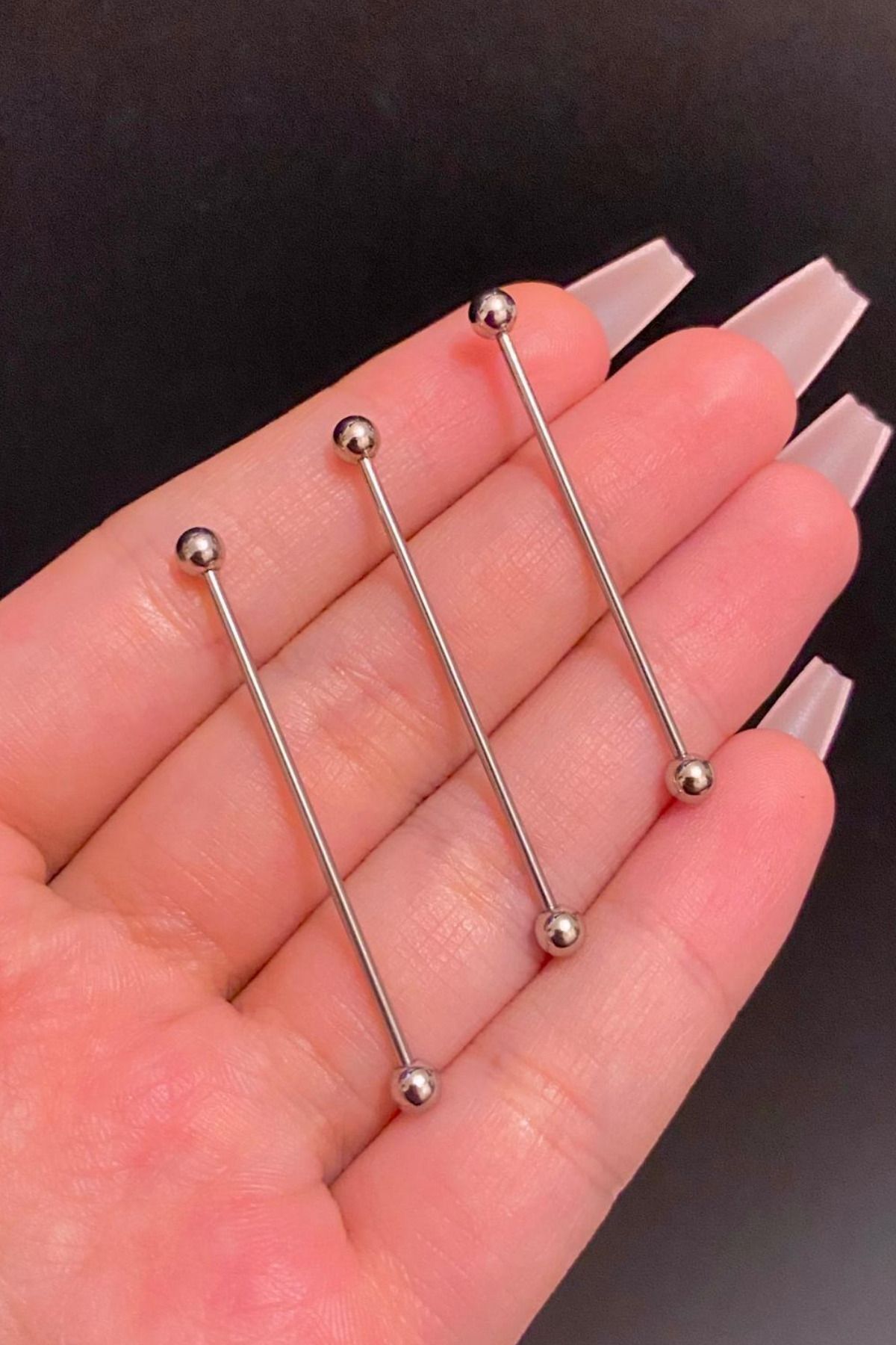 Unisex Gümüş Cerrahi Çelik İnce Barlı 1.2mm Köprü Piercing