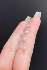 Unisex Şeffaf Labret, Tragus, Helix, Kıkırdak Bioplast Piercing