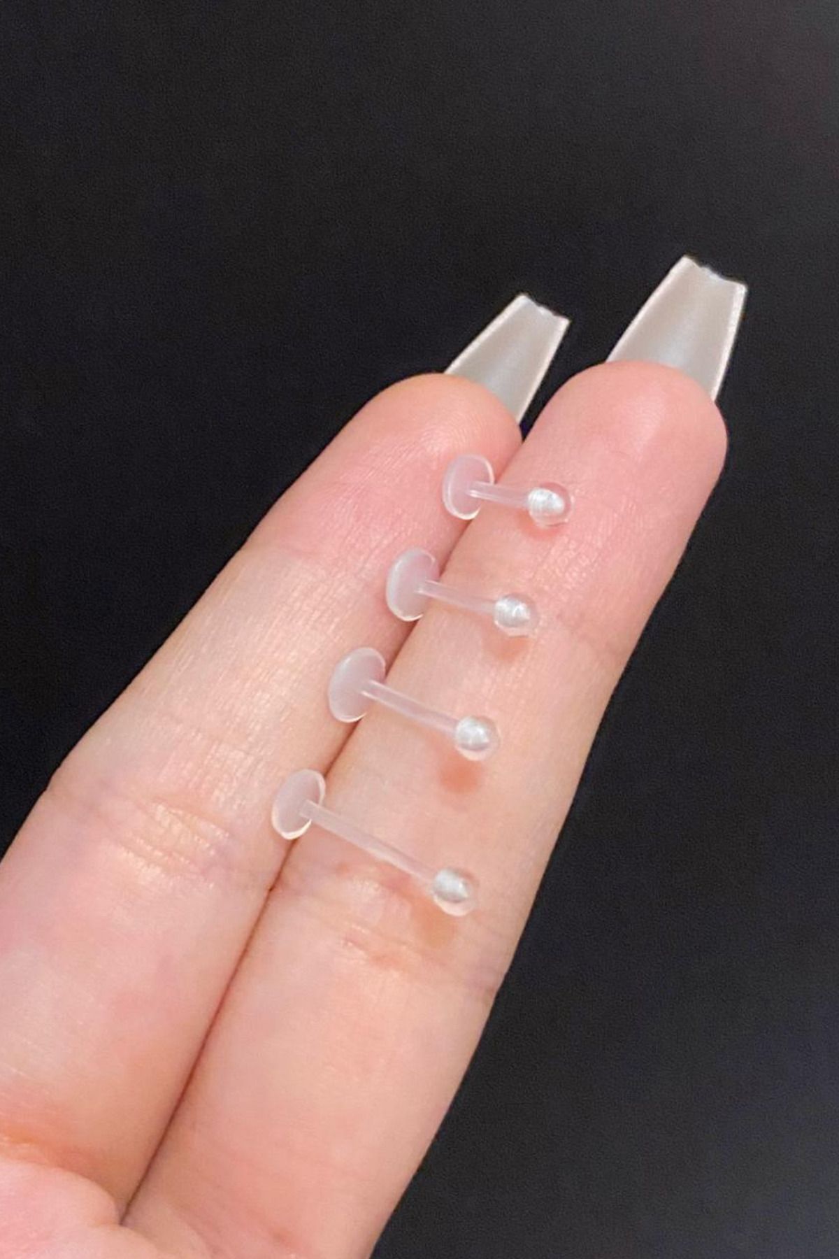 Unisex Şeffaf Labret, Tragus, Helix, Kıkırdak Bioplast Piercing