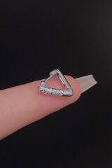 Kadın Üçgen Zirkon Taşlı Tragus Helix Kıkırdak Çelik Halka Piercing