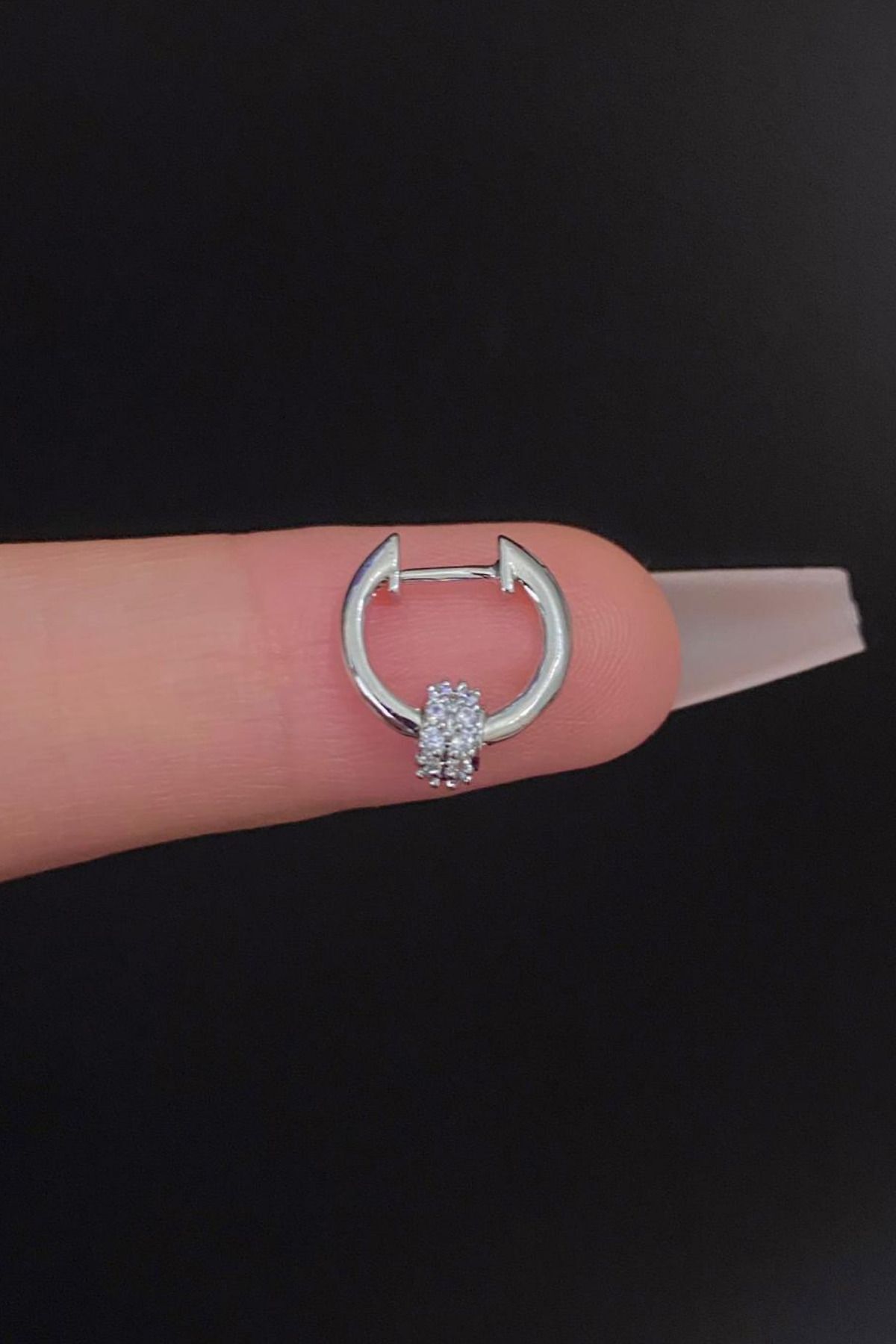 Kadın Zirkon Taşlı Tragus Helix Kıkırdak Çelik Halka Piercing