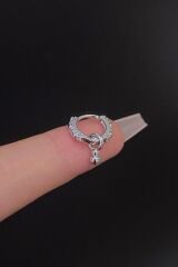Kadın Mineli Zirkon Taşlı Tragus Helix Kıkırdak Sallantılı Çelik Halka Piercing