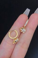 Kadın Fil Figür Zirkon Taşlı Tragus Helix Kıkırdak Sallantılı Çelik Halka Piercing