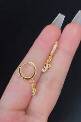 Kadın Sol Anahtarı Figür Zirkon Taşlı Tragus Helix Kıkırdak Sallantılı Çelik Halka Piercing
