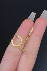 Kadın Spayk Sallantılı Zirkon Taşlı Tragus Helix Kıkırdak Çelik Halka Piercing