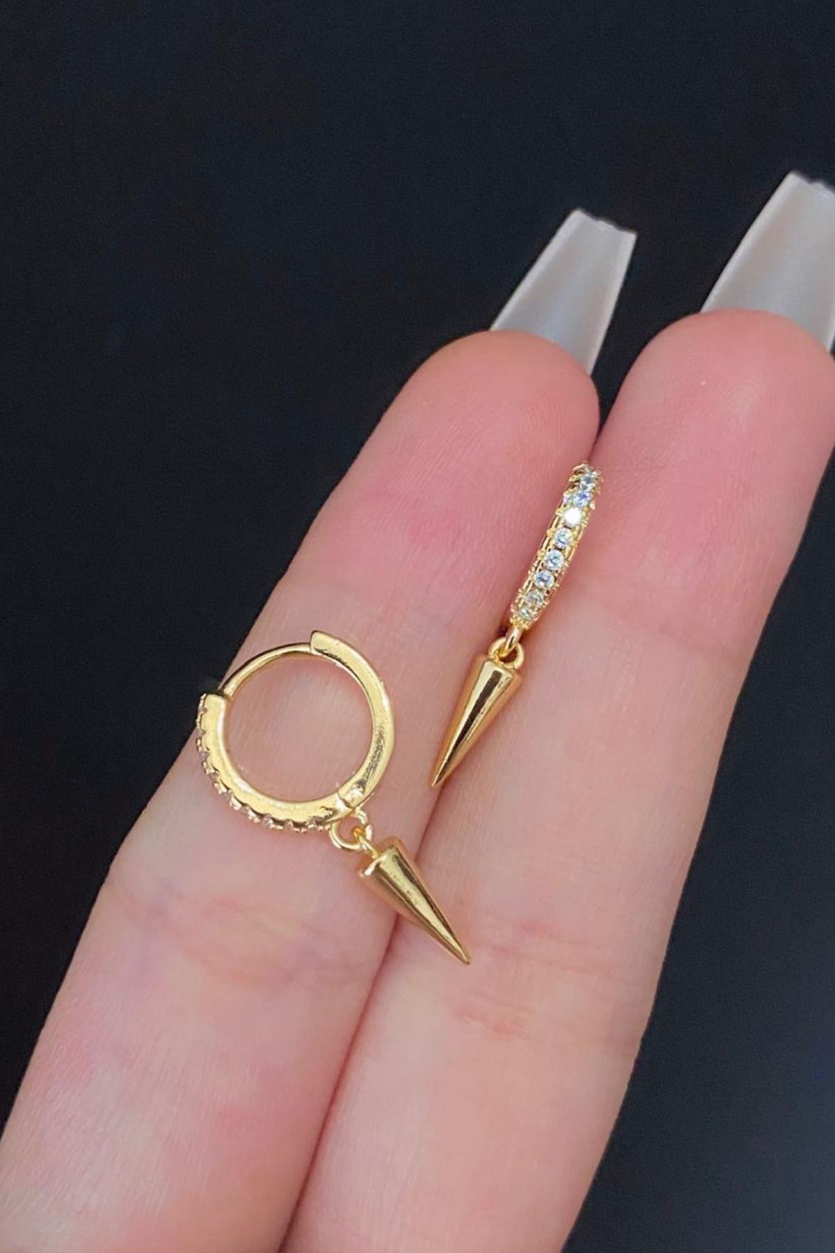 Kadın Spayk Sallantılı Zirkon Taşlı Tragus Helix Kıkırdak Çelik Halka Piercing