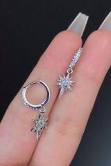 Kadın Kuzey Yıldız Figür Zirkon Taşlı Tragus Helix Kıkırdak Sallantılı Çelik Halka Piercing
