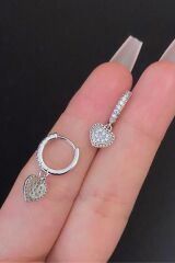 Kadın Kalp Figürlü Taşlı Tragus Helix Kıkırdak Çelik Halka Piercing