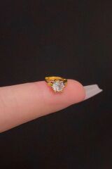 Kadın Gold Büyük Zirkon Taşlı Tragus Helix Kıkırdak Çelik Halka Piercing 6mm