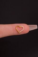 Kadın Sol Kulak Kilitli Kalp Figürlü Zirkon Taşlı Tragus Daith Rook Septum Halka Çelik Piercing