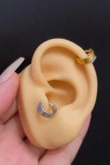 Kadın Kilitli 3 Sıra Görünümlü Tragus Helix Daith Rook Septum Halka Çelik Piercing