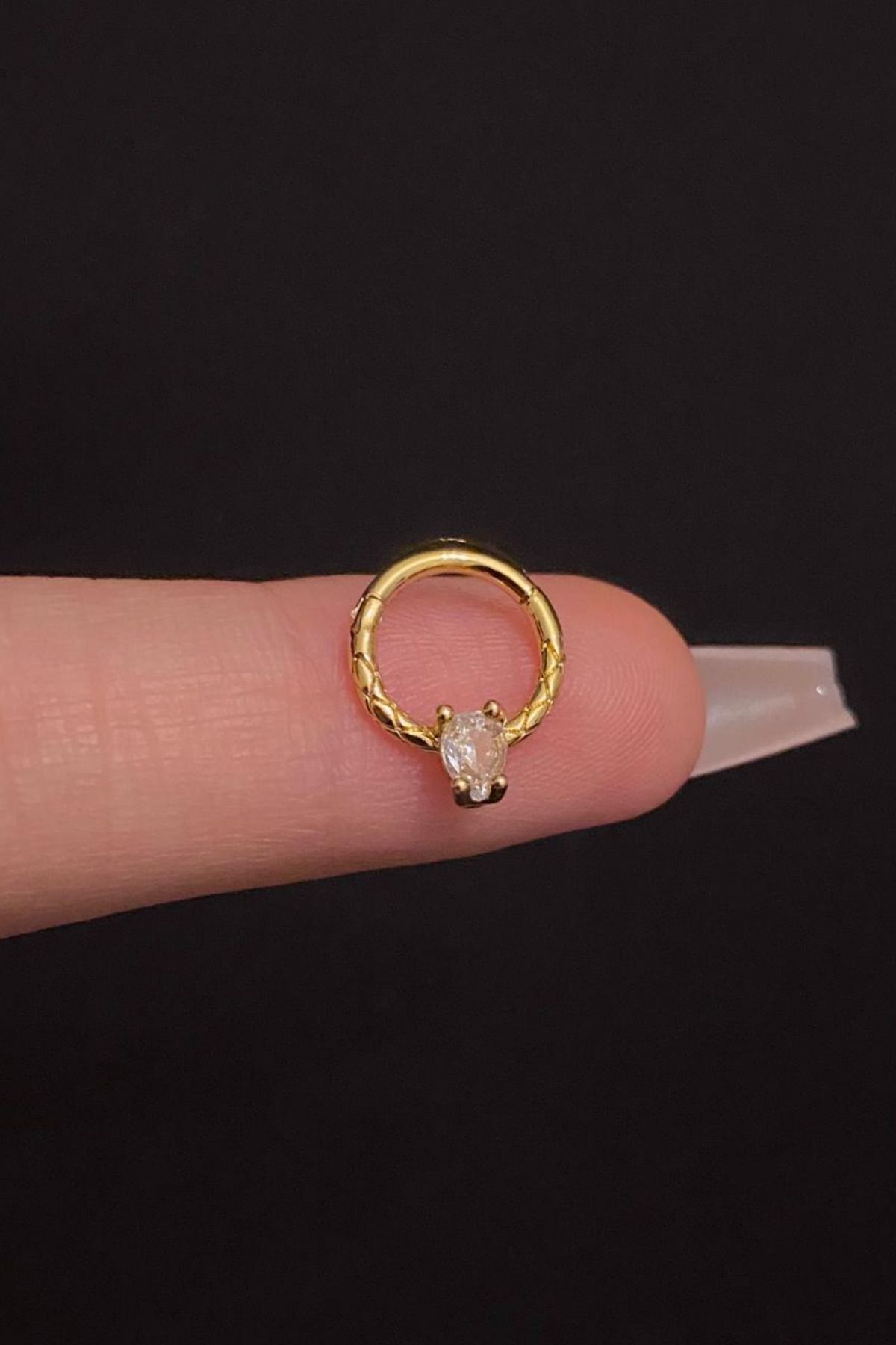 Kadın Kilitli Damla Zirkon Taşlı Daith Rook Septum Halka Çelik Piercing