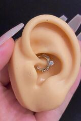 Kadın Kilitli Kalp Figürlü Zirkon Taşlı Daith Rook Septum Halka Çelik Piercing