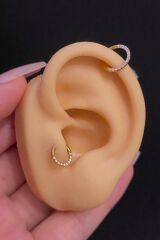 Kadın Kilitli Zirkon Taşlı Tragus Helix Daith Kıkırdak Halka Çelik Piercing