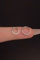 Kadın Kilitli Zirkon Taşlı Tragus Helix Daith Kıkırdak Halka Çelik Piercing