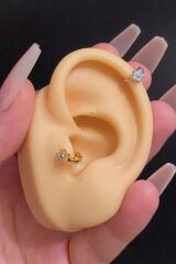 Kadın Çiçek Zirkon Taşlı Tragus Helix Kıkırdak Halka Çelik Piercing
