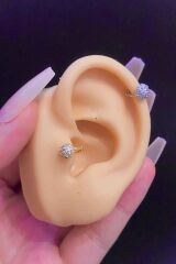 Kadın Zirkon Taşlı Tragus Helix Kıkırdak Halka Çelik Piercing