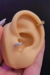 Kadın Daire Zirkon Taşlı Tragus Helix Kıkırdak Halka Çelik Piercing