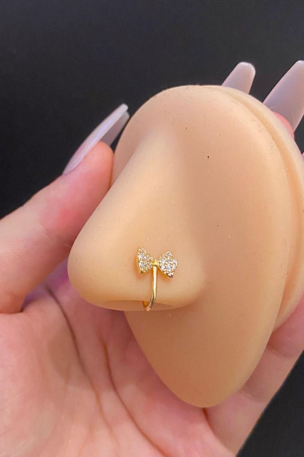 Kadın Gold Taşlı Sıkıştırma Delik Gerektirmeyen Hızma ve Kıkırdak Küpe