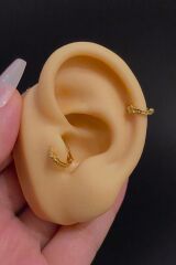 Kadın Ay ve Yıldız Figürlü Tragus Helix Kıkırdak Halka Çelik Piercing