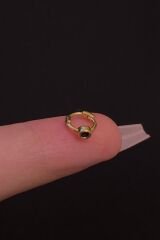 Kadın Mini Siyah Taşlı Tragus Helix Kıkırdak Halka Çelik Piercing