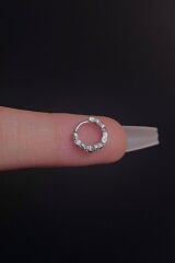 Kadın Kalp Figürlü  Zirkon Taşlı Tragus Helix Kıkırdak Halka Çelik Piercing