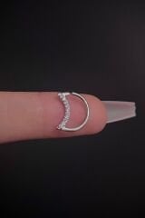 Kadın Ay Figürlü Zirkon Taşlı Daith, Septum ve Kıkırdak Halka Çelik Piercing