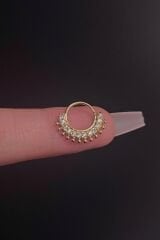 Kadın Etnik Figürlü Zirkon Taşlı Daith, Septum ve Kıkırdak Halka Çelik Piercing