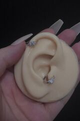 Kadın Baget Zirkon Taşlı Tragus Helix Kıkırdak Çelik Halka Piercing