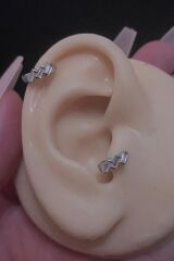 Kadın Zikzak Figürlü Zirkon Taşlı Tragus Helix Kıkırdak Çelik Halka Piercing