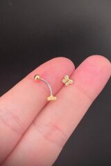 Kadın Kelebek Figürlü Zirkon Taşlı Rook ve Kaş Çelik Piercing