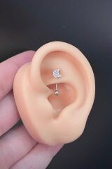 Kadın Ay Figürlü Zirkon Taşlı Rook ve Kaş Çelik Piercing