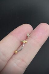 Kadın Şimşek Figürlü Zirkon Taşlı Rook ve Kaş Çelik Piercing