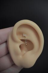 Kadın Şimşek Figürlü Zirkon Taşlı Rook ve Kaş Çelik Piercing