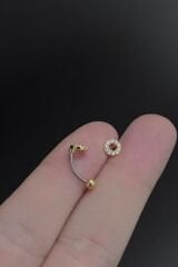 Kadın Daire Figürlü Zirkon Taşlı Rook ve Kaş Çelik Piercing