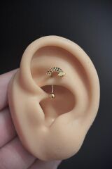 Kadın Gökkuşağı Figürlü Renkli Zirkon Taşlı Rook ve Kaş Çelik Piercing