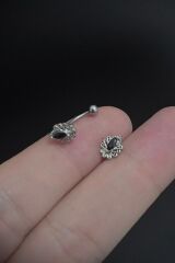 Kadın Etnik Figürlü Siyah Zirkon Taşlı Rook ve Kaş Çelik Piercing