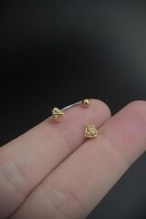 Kadın Elmas Figürlü Zirkon Taşlı Rook ve Kaş Çelik Piercing