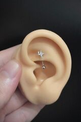 Kadın Kuzey Yıldızı Figürlü Zirkon Taşlı Rook ve Kaş Çelik Piercing