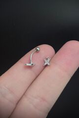 Kadın Kuzey Yıldızı Figürlü Zirkon Taşlı Rook ve Kaş Çelik Piercing