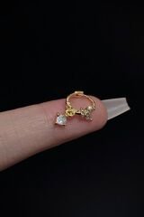 Kadın Kelebek Figürlü Sallantılı Zirkon Taşlı Tragus Helix Kıkırdak Halka Çelik Piercing