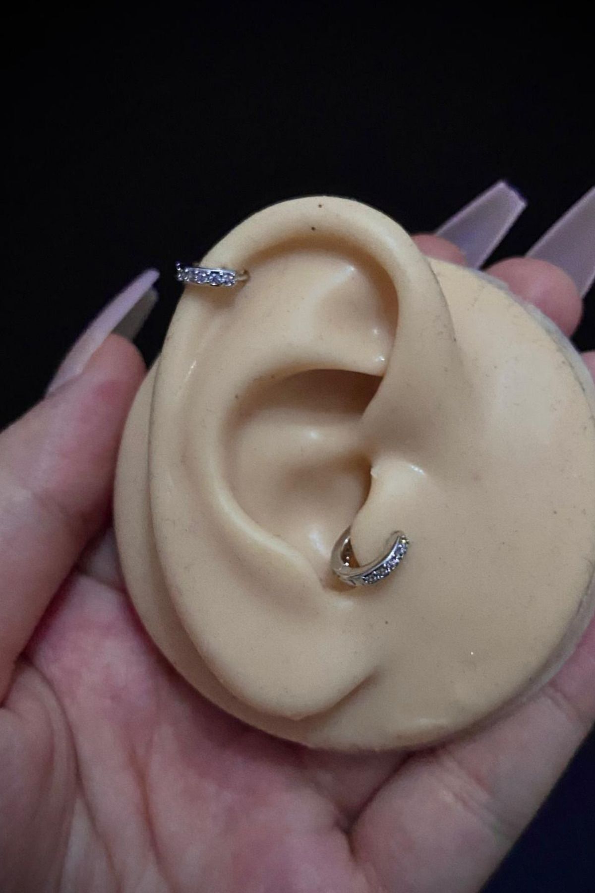 Kadın Tam Tur Mini Zirkon Taşlı Tragus Helix Kıkırdak Halka Çelik Piercing