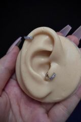 Kadın Tam Tur Mini Zirkon Taşlı Tragus Helix Kıkırdak Halka Çelik Piercing
