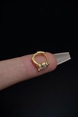 Kadın Gold Damla Zirkon Taşlı Tragus Helix Kıkırdak Halka Çelik Piercing