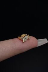Kadın Gold Damla Zirkon Taşlı Tragus Helix Kıkırdak Halka Çelik Piercing