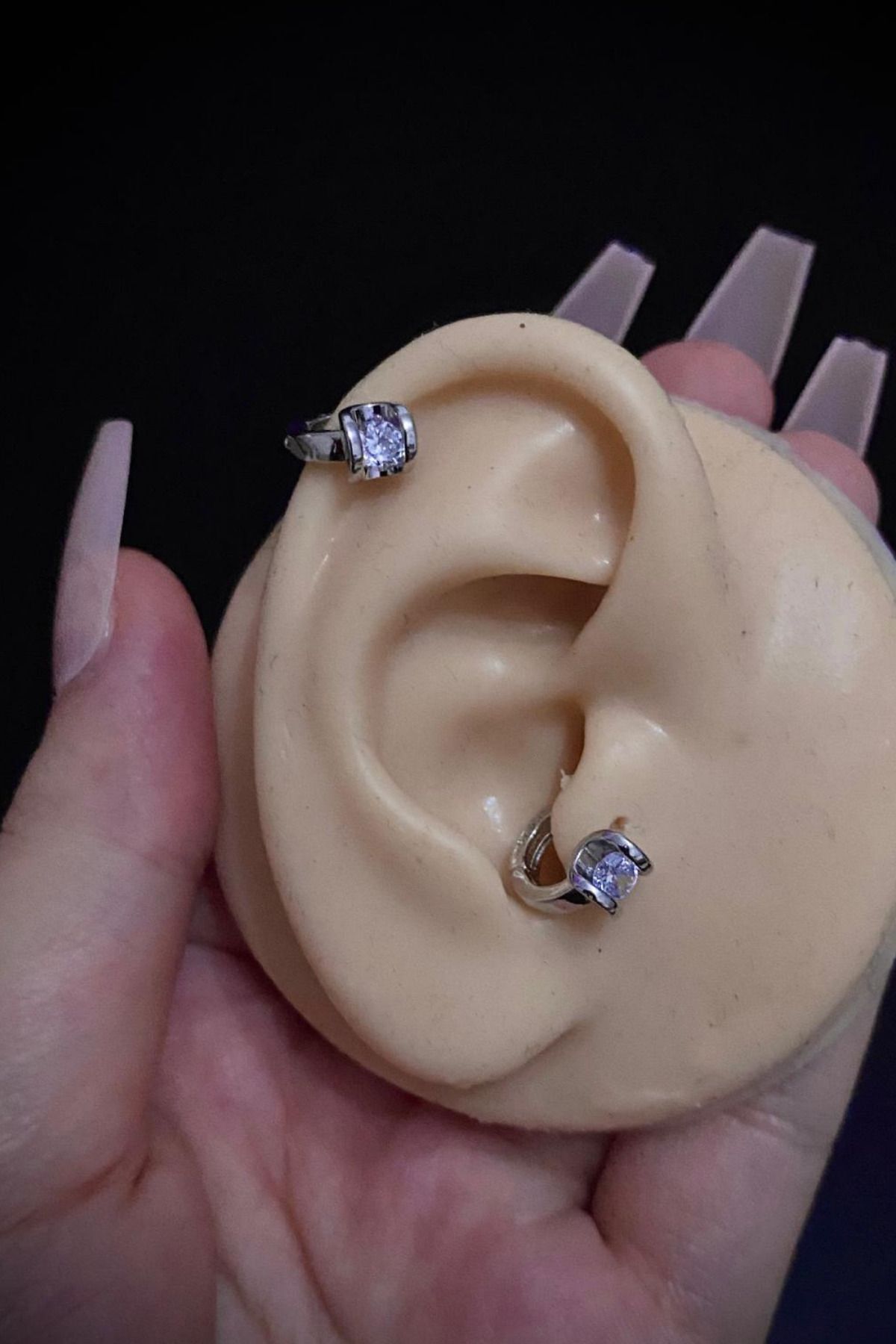 Kadın Zirkon Tek Taşlı Tragus Helix Kıkırdak Halka Çelik Piercing