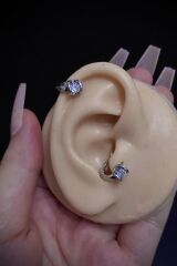 Kadın Zirkon Tek Taşlı Tragus Helix Kıkırdak Halka Çelik Piercing