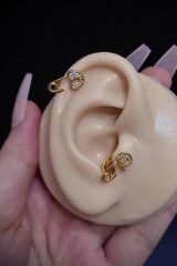Kadın Çengelli İğne Figürlü Tragus Helix Halka Çelik Piercing